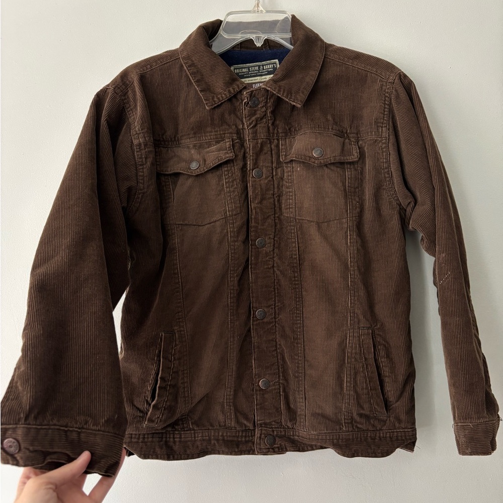 Vintage Boho Brown Corduroy Preppy Button Up Inner Fleece Winter Jacket - Medium - Picture 2 of 9